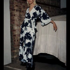 Floral Wrap skirt and top  with black and White Design 2 piece